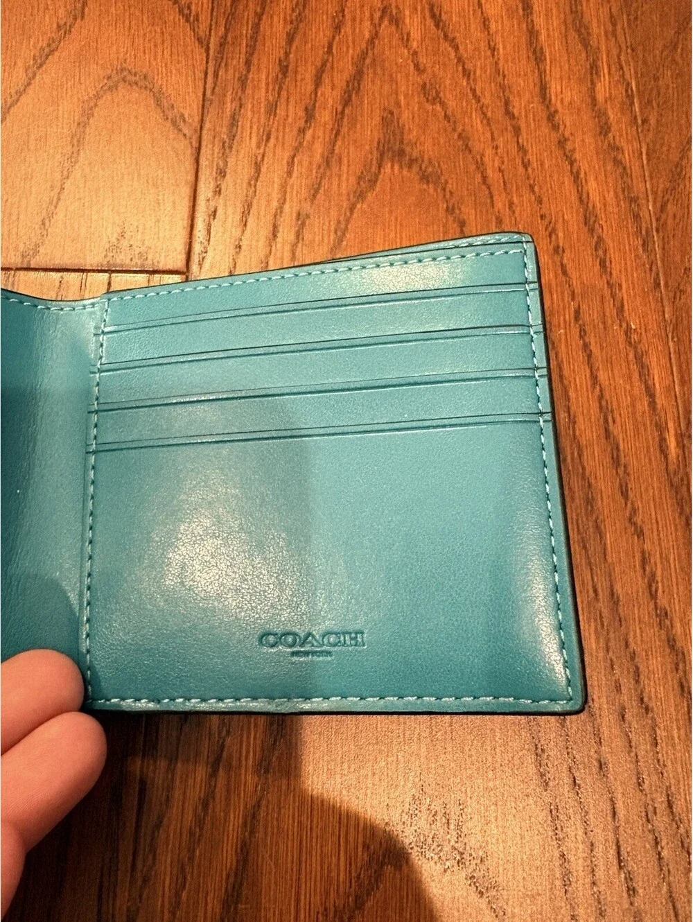Coach x Guang Yu Collab Black Blue Signature Rexy Bifold Wallet Unisex